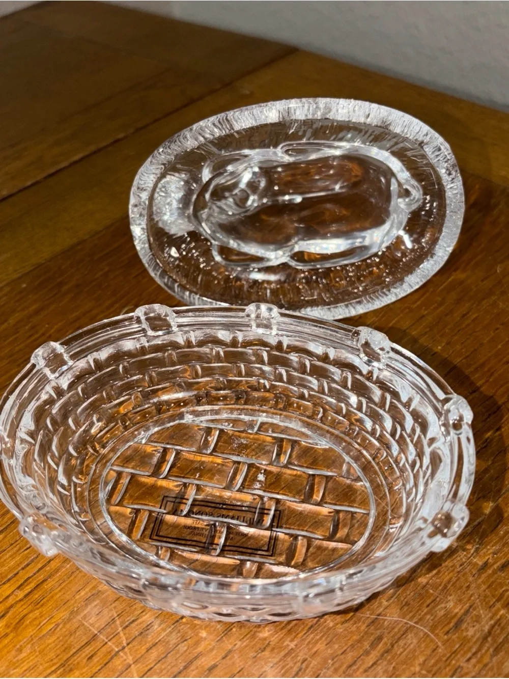 Glass Bunny On Nest Williams Sonoma with Tag Easter Glass Rabbit